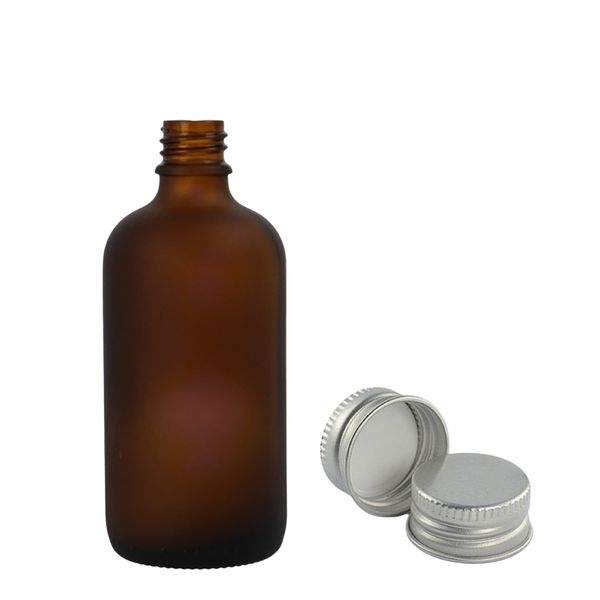 30 ml Bouteille compte-gouttes en verre ambré givré avec bouchon en aluminium