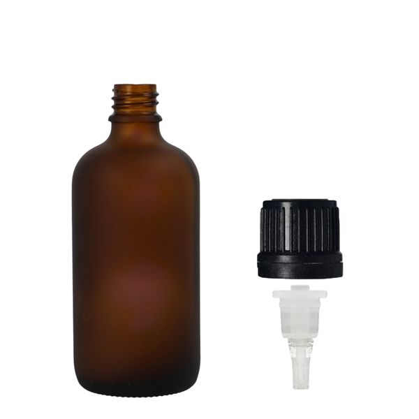 30 ml Bouteille compte-gouttes en verre ambré dépoli avec capuchon compte-gouttes