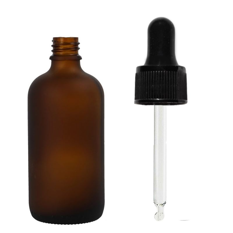 bouteilles compte-gouttes en verre ambré dépoli de 50 ml avec pipette noire