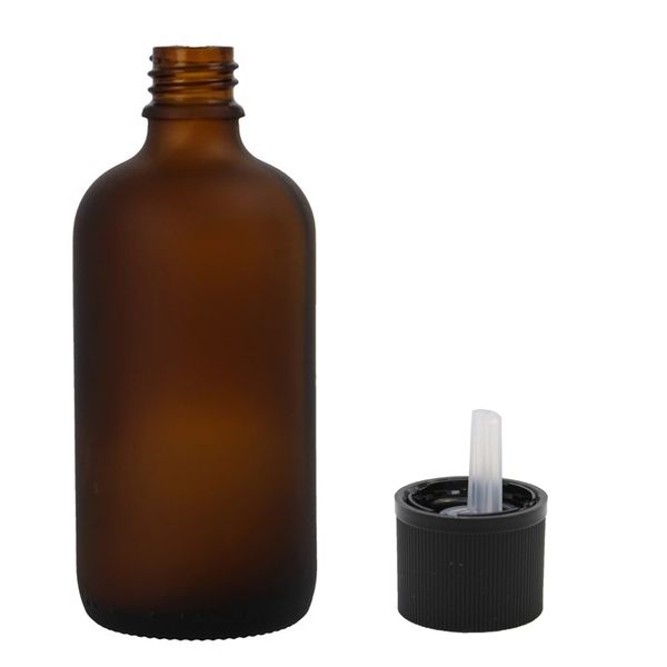 100 ml bouteille compte-gouttes en verre ambré givré avec bouchon compte-gouttes à sécurité enfant