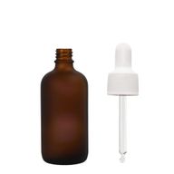 bouteilles compte-gouttes en verre ambré givré de 10 ml avec pipette blanche