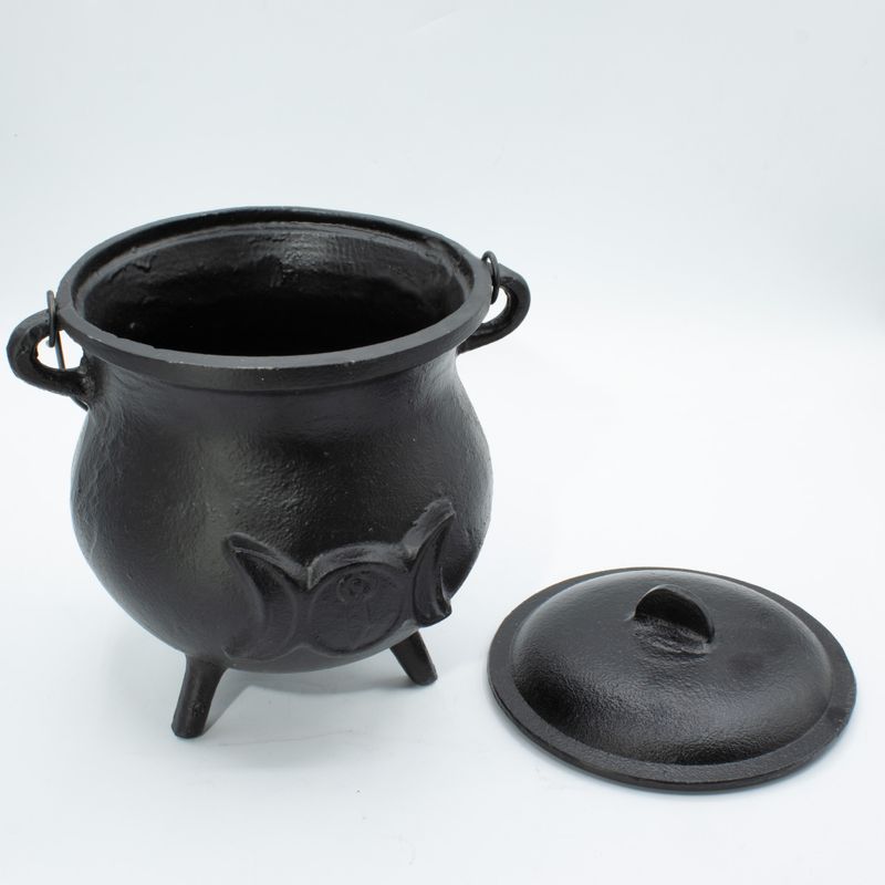 Très Gros Chaudron en Fonte avec Triple Lune 23x18 cm (au moins 4 kg)