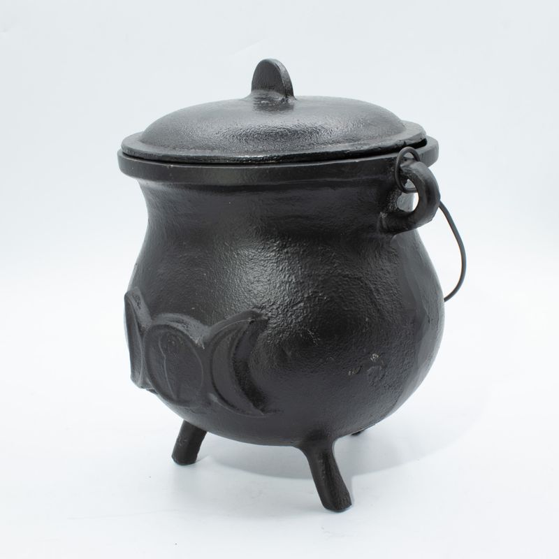 Très Gros Chaudron en Fonte avec Triple Lune 23x18 cm (au moins 4 kg)