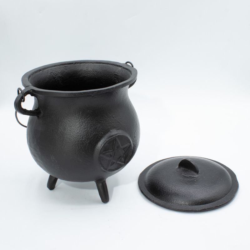 Très Gros Chaudron en Fonte avec Pentagramme 23 × 18 cm (au moins 4 kg)