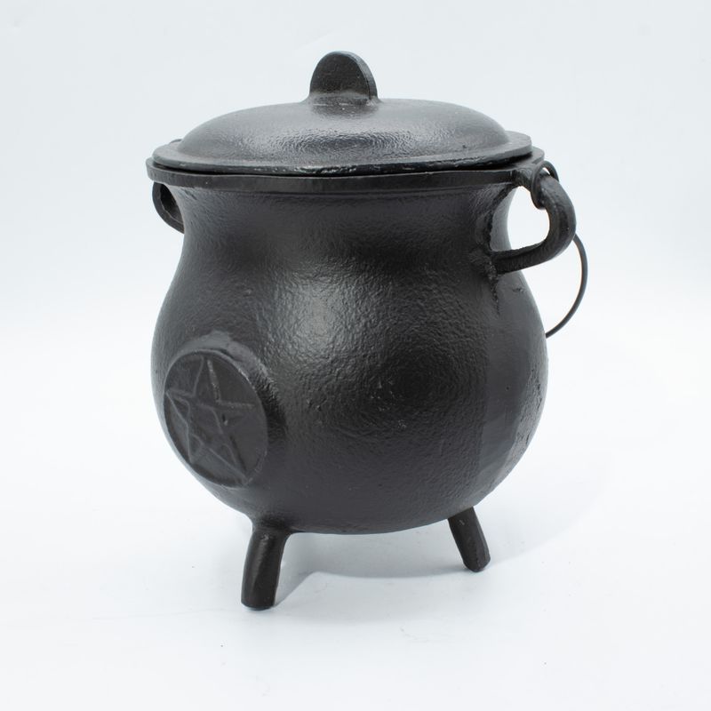 Très Gros Chaudron en Fonte avec Pentagramme 23 × 18 cm (au moins 4 kg)