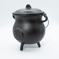 Très Gros Chaudron en Fonte avec Pentagramme 23 × 18 cm (au moins 4 kg)