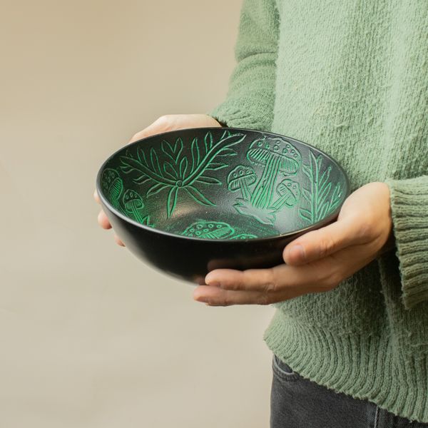 Bol Chantant en Fonte – Champignon Magique - Vert (20 cm)
