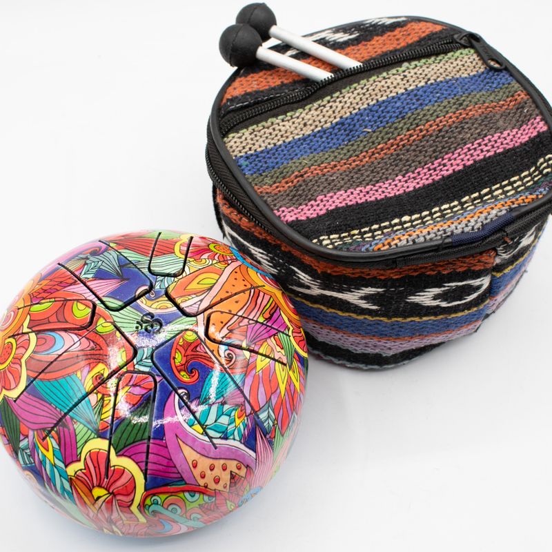 Petit Tambour à Langue en Acier Happy - Psychédélique - 13 × 9 cm