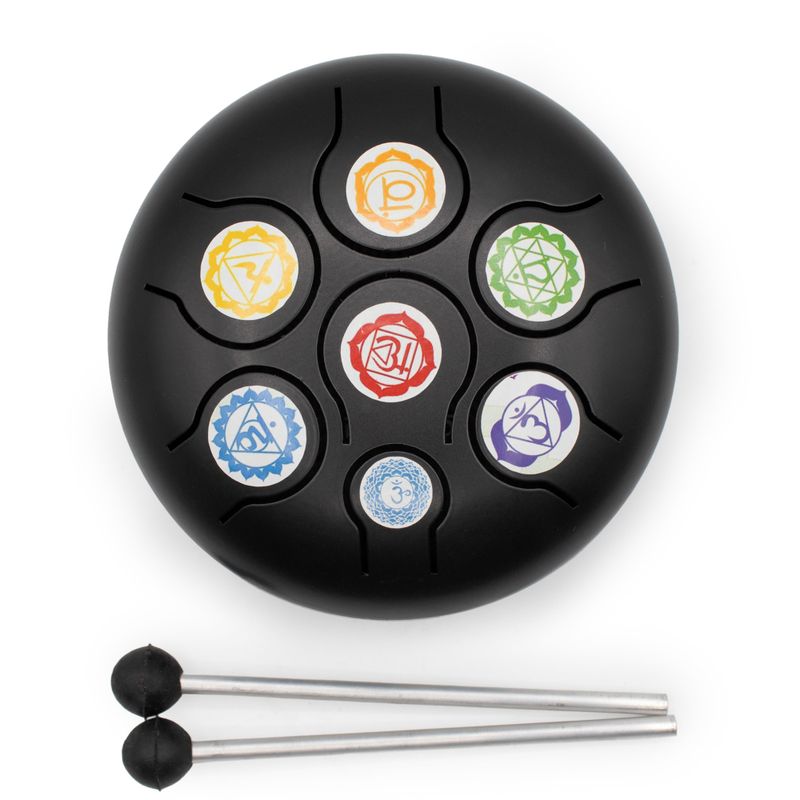 Tambour Moyen à Langue en Acier Happy - Noir Chakra - 14x7cm