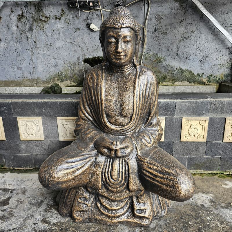 Grand Bouddha Thaï Dorée Antique - 0,96 m