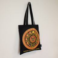 Sac Tote Bag Basique Iconic - Luna Alchemy Wheel - Noir 6oz (40x36cm)