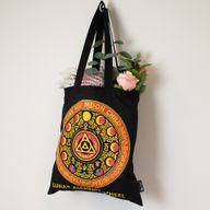 Sac Tote Bag Basique Iconic - Luna Alchemy Wheel - Noir 6oz (40x36cm)