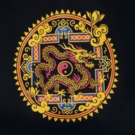 Sac Cabas Basique Iconic - Dragon Yin et Yang - Noir 6 oz (40 × 36 cm)