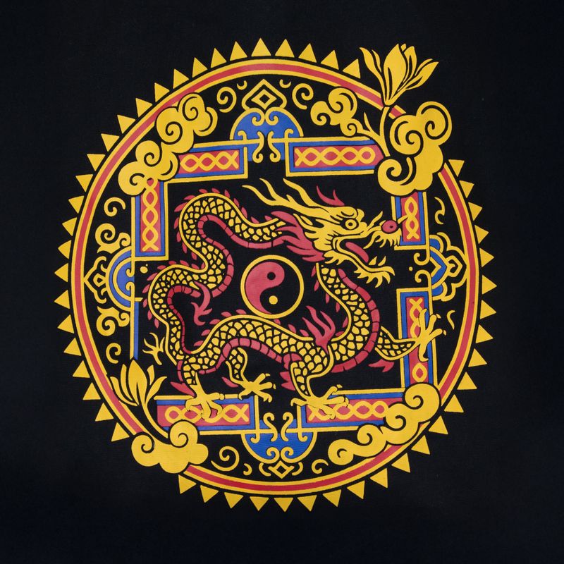 Sac Cabas Basique Iconic - Dragon Yin et Yang - Noir 6 oz (40 × 36 cm)