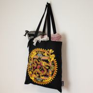 Sac Cabas Basique Iconic - Dragon Yin et Yang - Noir 6 oz (40 × 36 cm)