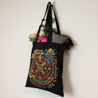 Sac Tote Bag Basique Iconic - Boussole de la vie - Noir 6 oz (40 × 36 cm)