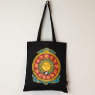 Sac Tote Bag Basique Iconic - Soleil du zodiaque - noir 6 oz (40x36 cm)