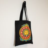 Sac Tote Bag Basique Iconic - Soleil du zodiaque - noir 6 oz (40x36 cm)