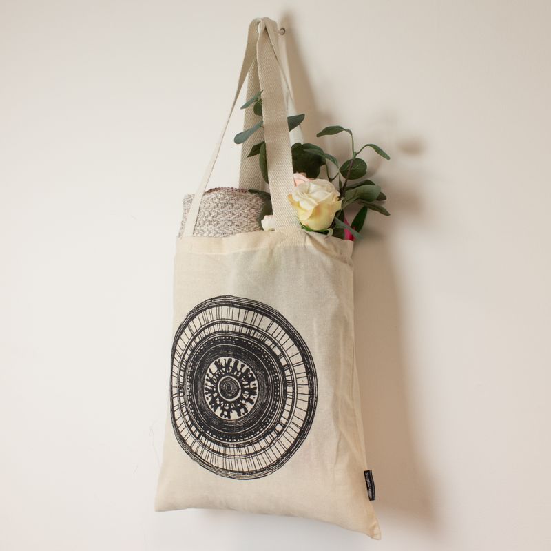 Sac Tote Bag Basique Iconic - Mandala urbain - (40x37cm) - Naturel 4oz