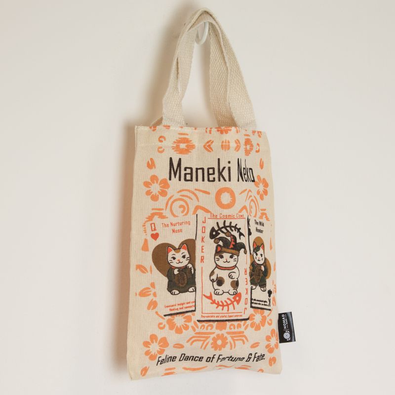 Mini Sac Cabas Cadeau Basique Iconic - Maneki Neko (4 designs assortis) - (25 x 20 cm) - Naturel 4 oz