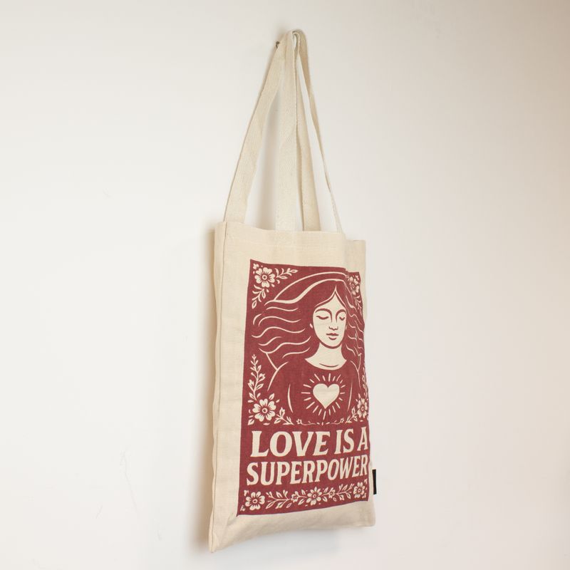 Sac Tote Bag Toni Iconic- L'amour est un super-pouvoir (42 x 30 cm) - Naturel 10 oz