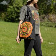 Sac Tote Bag Basique Iconic - Luna Alchemy Wheel - Noir 6oz (40x36cm)