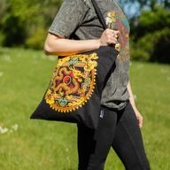 Sac Cabas Basique Iconic - Dragon Yin et Yang - Noir 6 oz (40 × 36 cm)