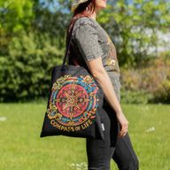 Sac Tote Bag Basique Iconic - Boussole de la vie - Noir 6 oz (40 × 36 cm)