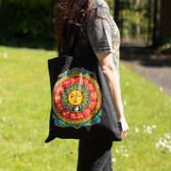 Sac Tote Bag Basique Iconic - Soleil du zodiaque - noir 6 oz (40x36 cm)
