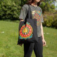 Sac Tote Bag Basique Iconic - Soleil du zodiaque - noir 6 oz (40x36 cm)