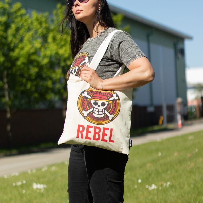 Sac Tote Bag Basique Iconic - REBEL - (40x37cm) - Naturel 4oz