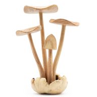 Sculpture Artisanale en Bois de Parasite - Ensemble de 4 gros Champignons