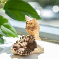 Sculpture Artisanale en Bois de Parasite - Hibou Observateur