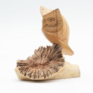 Sculpture Artisanale en Bois de Parasite - Hibou Observateur