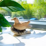 Sculpture artisanale en bois d'art parasite - Canard sauvage au repos