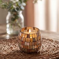 Mosaïque Ambrée – Bougies En Pot En Verre – Petit