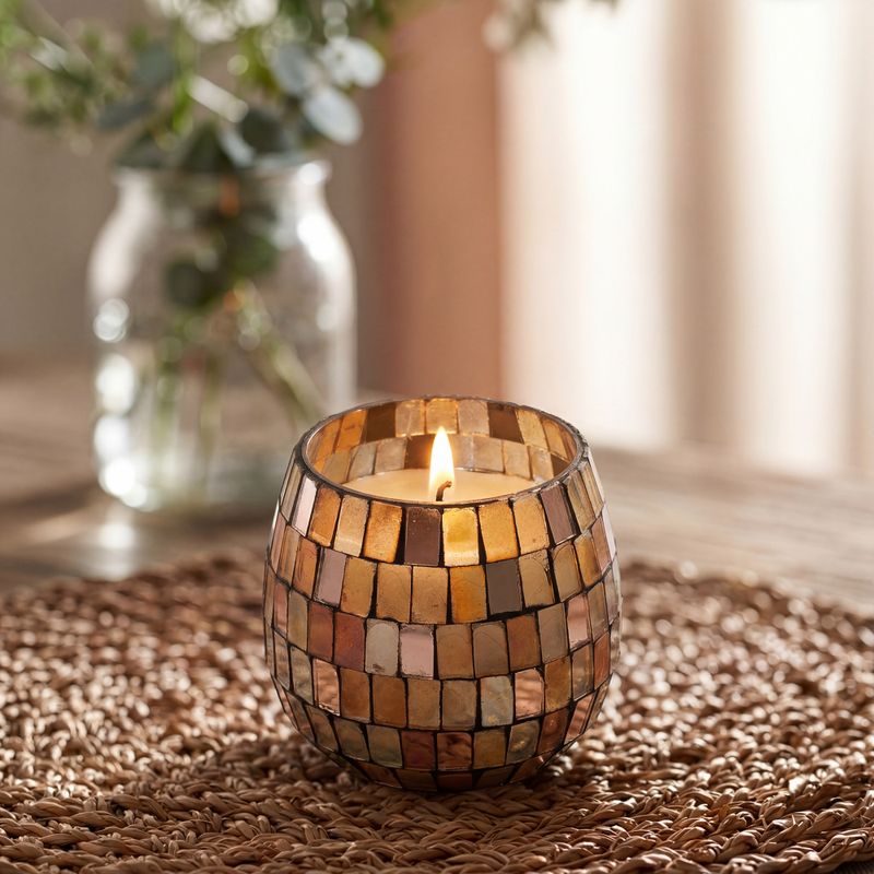 Mosaïque Ambrée – Bougies En Pot En Verre – Petit
