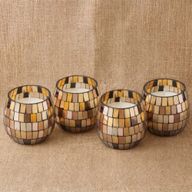 Mosaïque Ambrée – Bougies En Pot En Verre – Petit