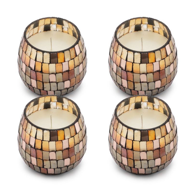 Mosaïque Ambrée – Bougies En Pot En Verre – Petit