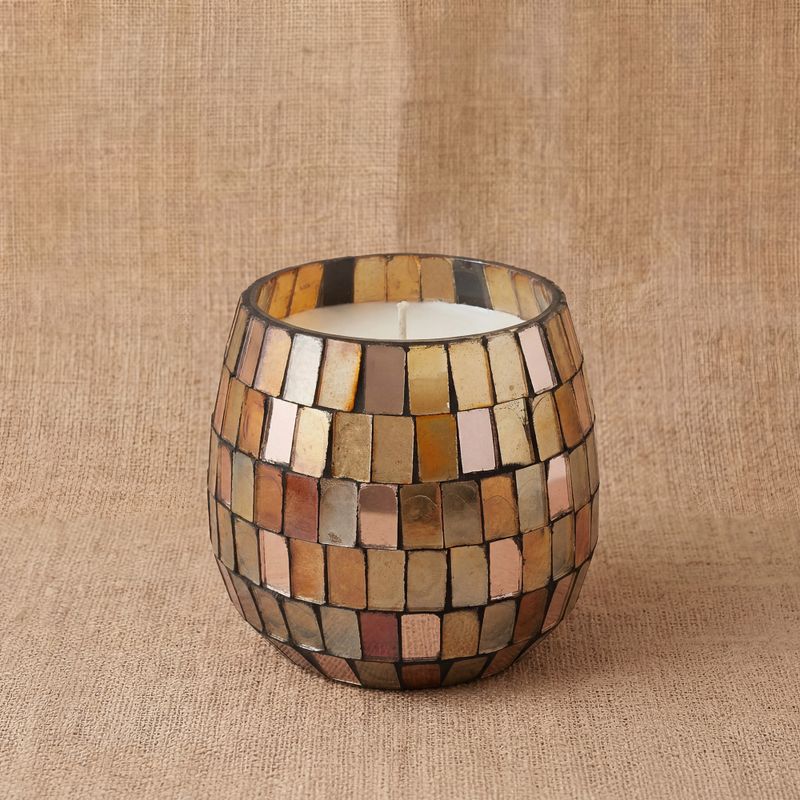 Mosaïque Ambrée – Bougies En Pot En Verre – Petit