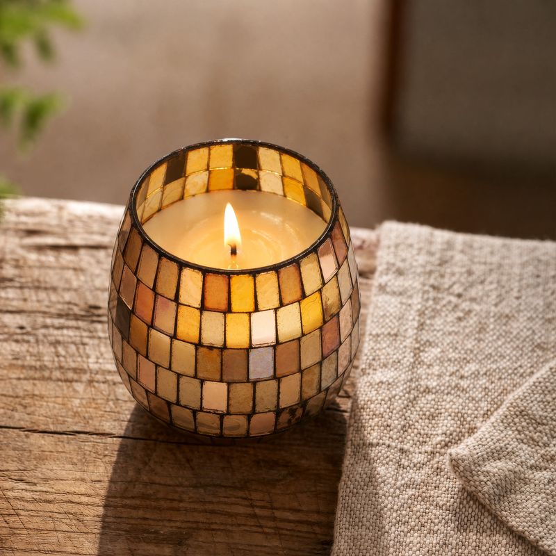 Mosaïque Ambrée – Bougies En Pot En Verre – Petit