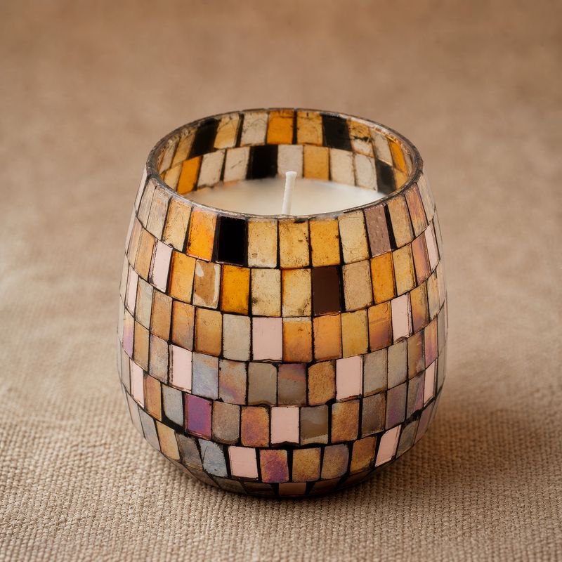 Mosaïque Ambrée – Bougies En Pot En Verre – Moyen