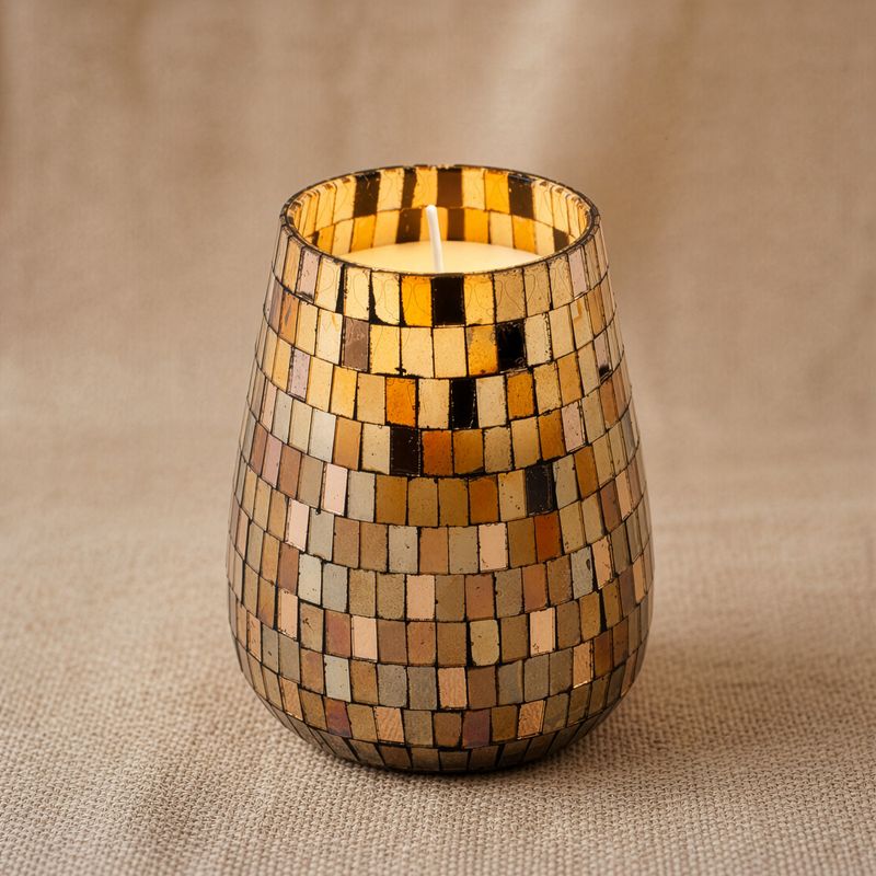 Mosaïque Ambrée – Bougies En Pot En Verre – Grand