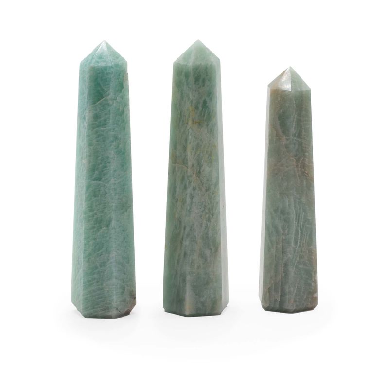 Pointes Obélisques à Six Faces en Pierre Naturelle environ 11 cm – Amazonite