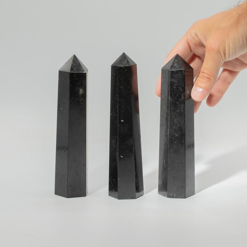 Pointes Obélisques à Six Faces en Pierre Naturelle environ 17 cm - Tourmaline noire