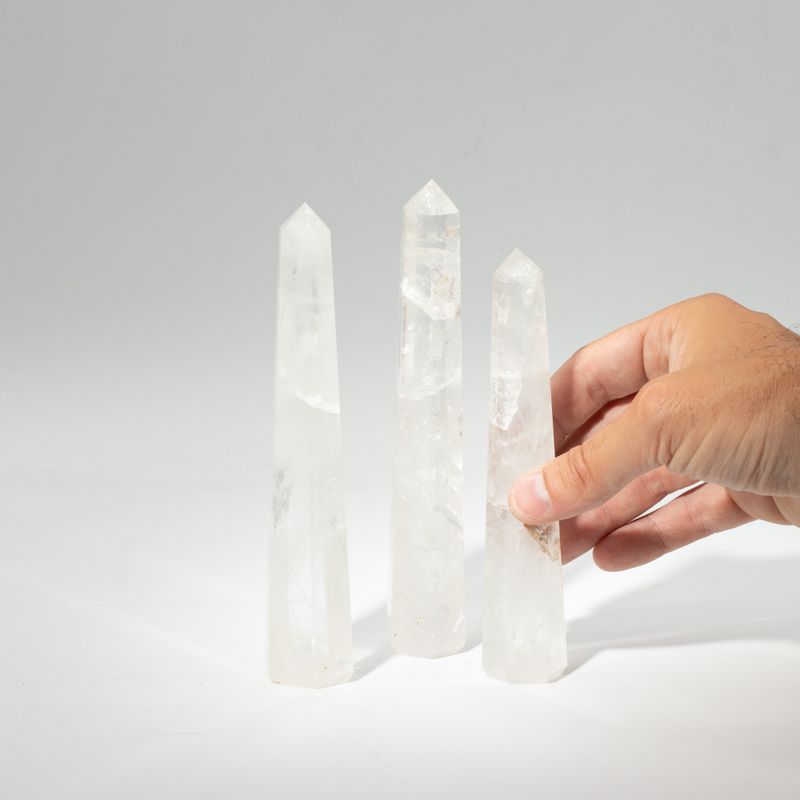 Pointes Obélisques à Six Faces en Pierre Naturelle environ – environ 17 cm – cristal de roche