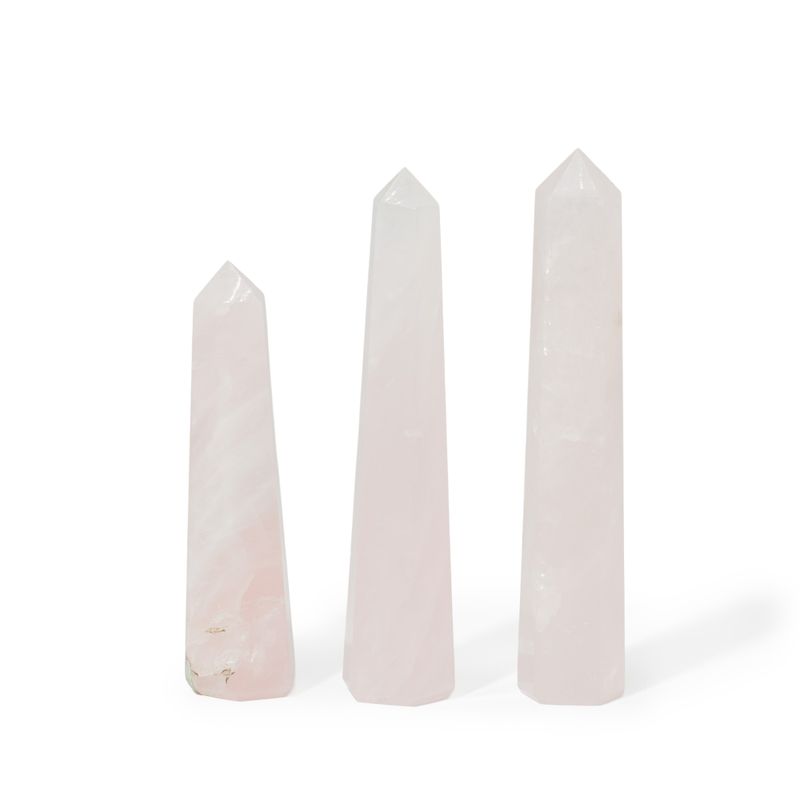 Pointes Obélisques à Six Faces en Pierre Naturelle environ 11 cm - Quartz rose