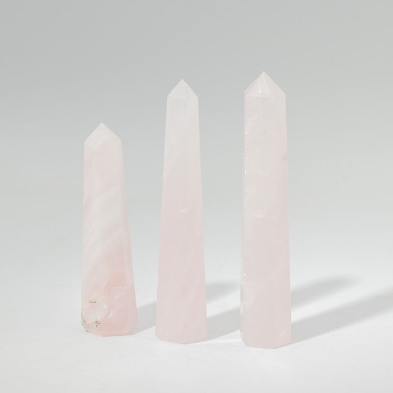 Pointes Obélisques à Six Faces en Pierre Naturelle environ 11 cm - Quartz rose