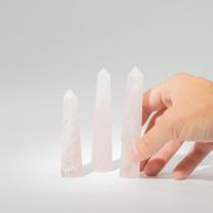 Pointes Obélisques à Six Faces en Pierre Naturelle environ 11 cm - Quartz rose
