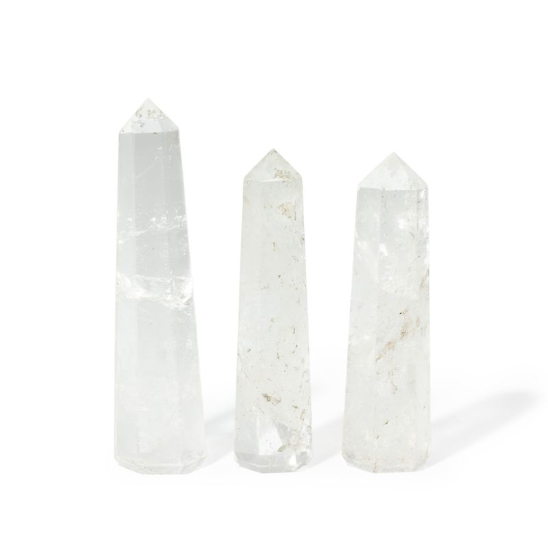 Pointes Obélisques à Six Faces en Pierre Naturelle environ 11 cm - Quartz clair